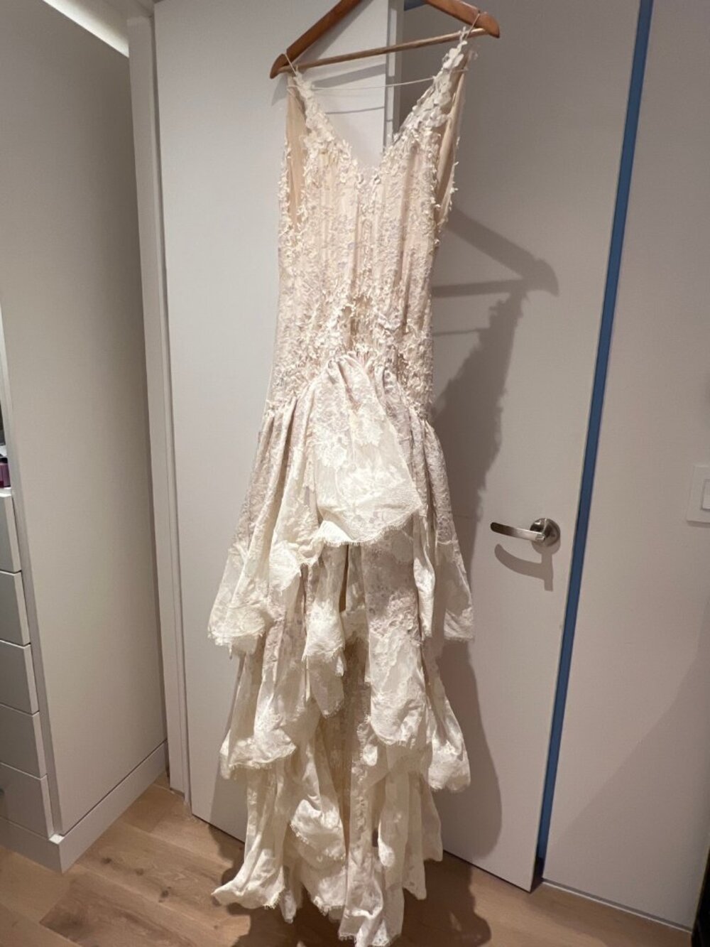 Montsand Ivory Open-Back Lace Tiered Dress NWT Size S